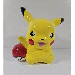 Pokemon Pikachu Yellow Ceramic Piggy Bank Statue Figurine No Stopper